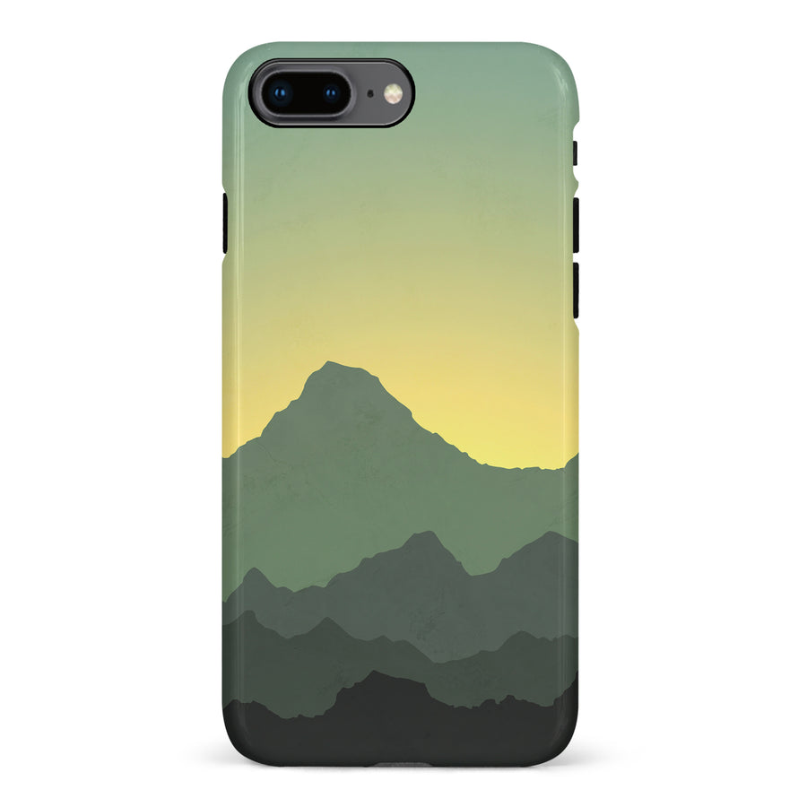 iPhone 8 Plus Mountains Silhouettes Phone Case in Green