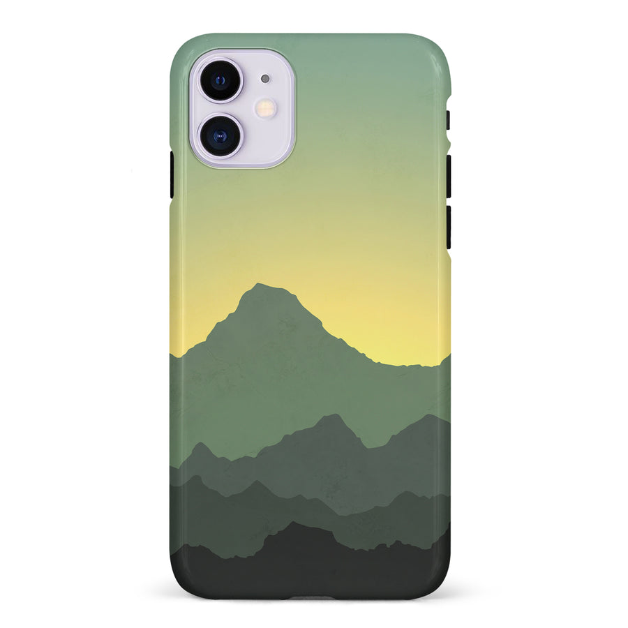 iPhone 11 Mountains Silhouettes Phone Case in Green