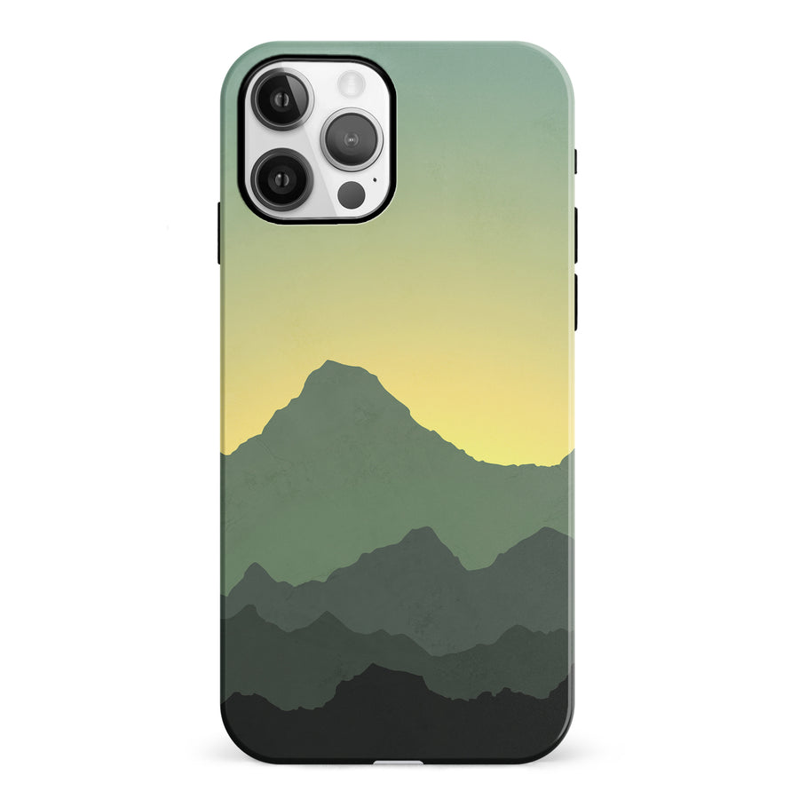 iPhone 12 Mountains Silhouettes Phone Case in Green