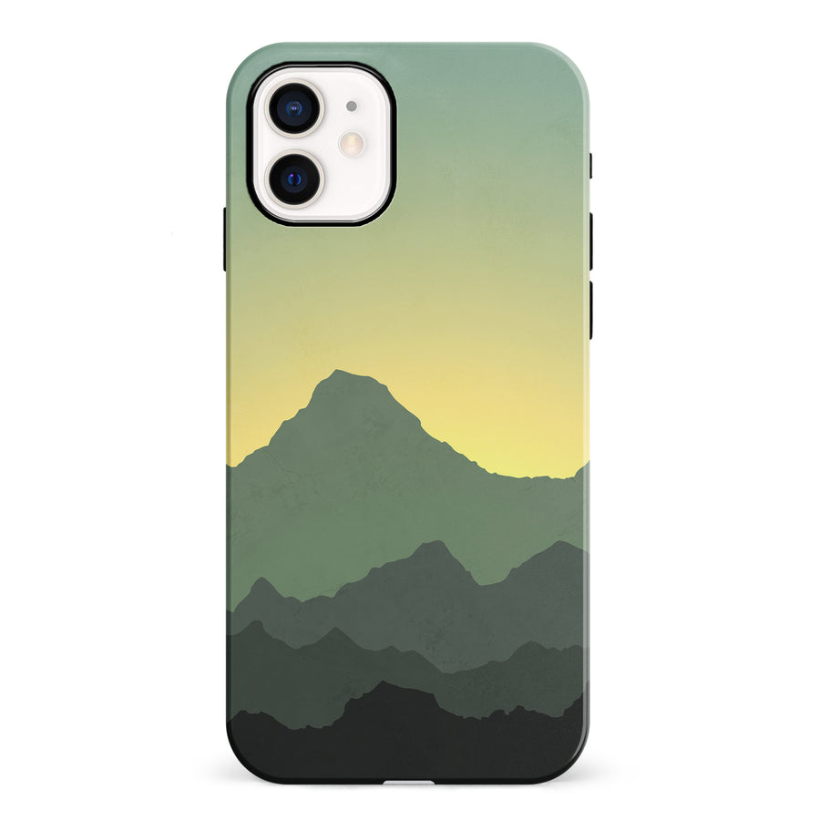 iPhone 12 Mini Mountains Silhouettes Phone Case in Green