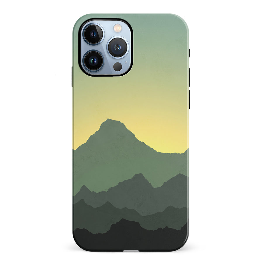iPhone 12 Pro Mountains Silhouettes Phone Case in Green