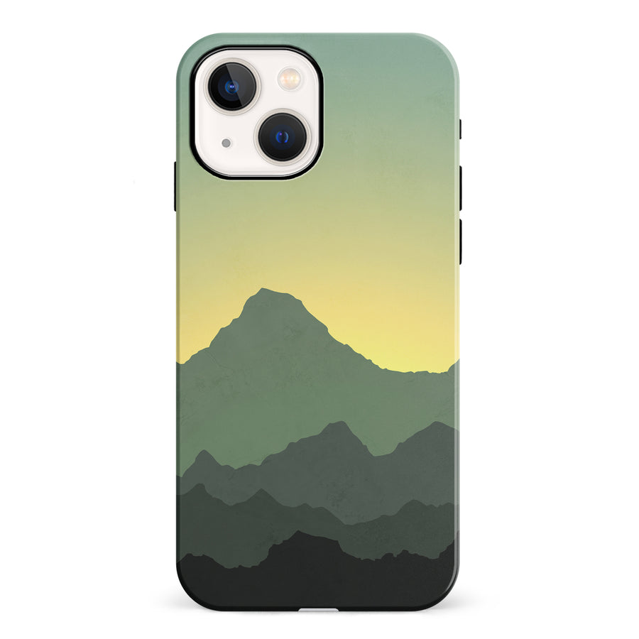 iPhone 13 Mountains Silhouettes Phone Case in Green