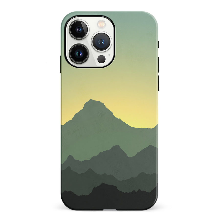iPhone 13 Pro Mountains Silhouettes Phone Case in Green