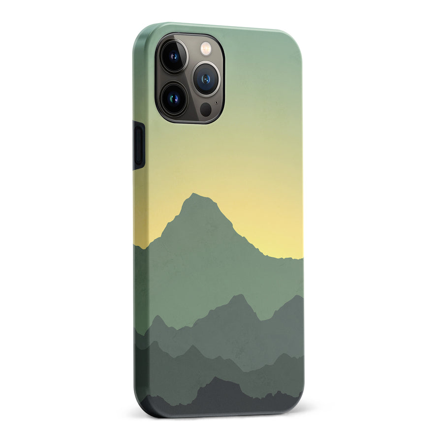iPhone 13 Pro Max Mountains Silhouettes Phone Case in Green