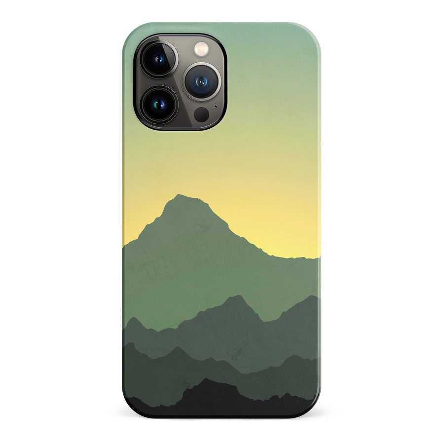 iPhone 13 Pro Max Mountains Silhouettes Phone Case in Green