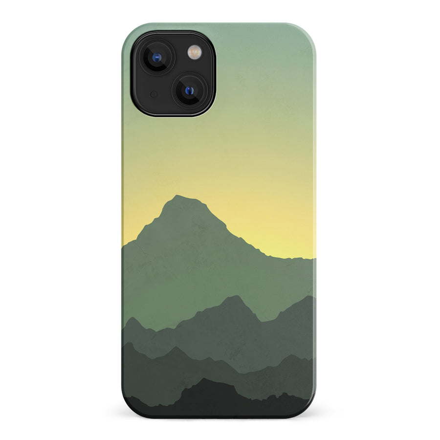 iPhone 14 Mountains Silhouettes Phone Case in Green