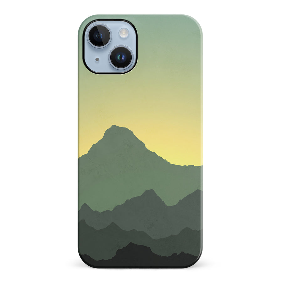 iPhone 14 Plus Mountains Silhouettes Phone Case in Green