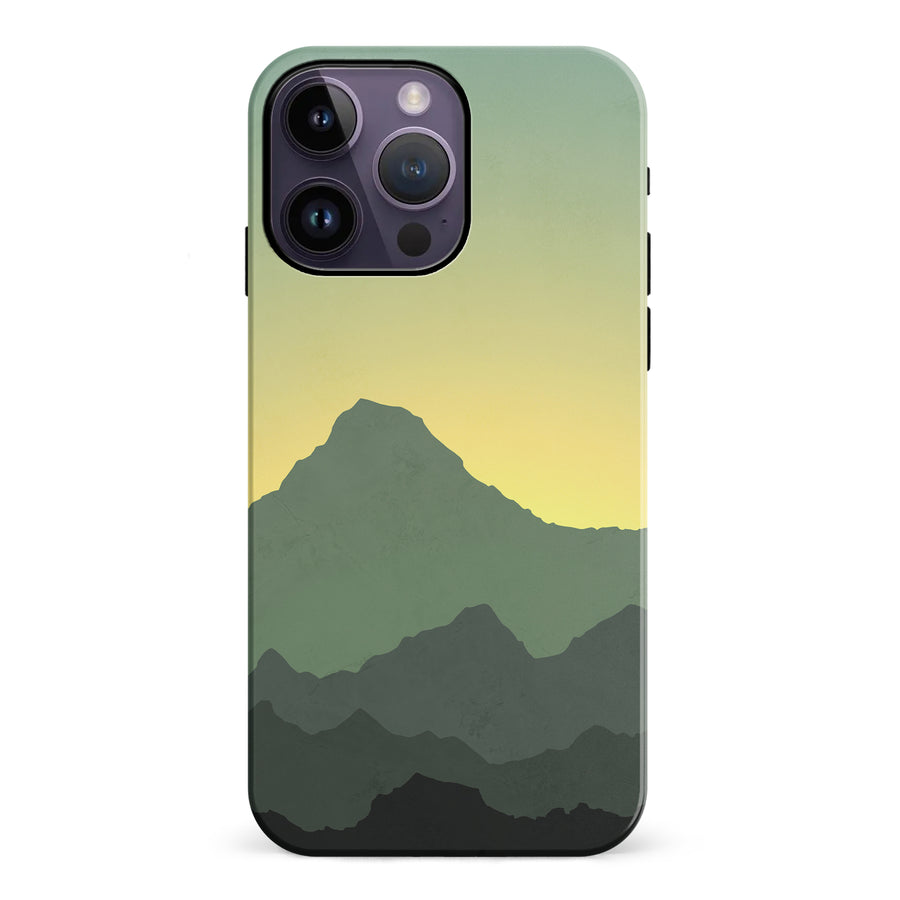 iPhone 14 Pro Max Mountains Silhouettes Phone Case in Green
