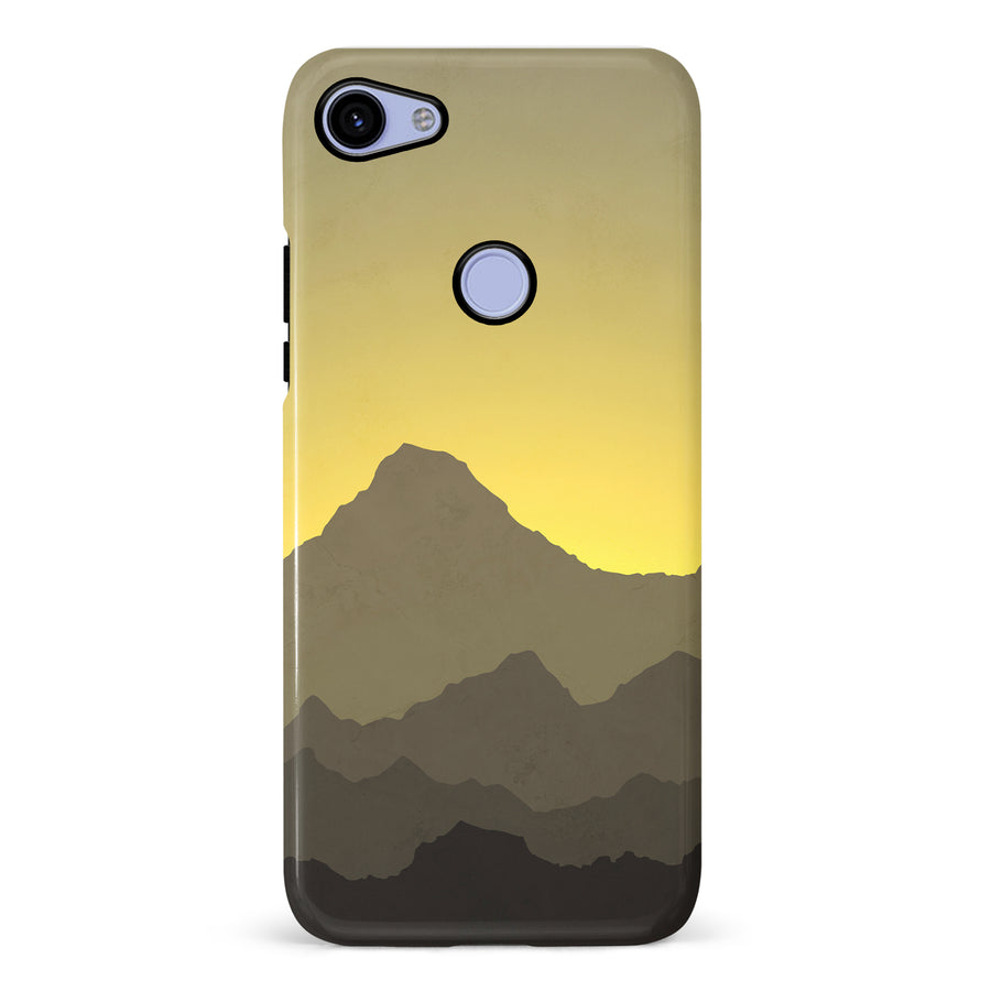 Google Pixel 3A XL Mountains Silhouettes Phone Case in Yellow