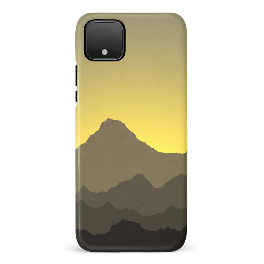 Google Pixel 4 Mountains Silhouettes Phone Case in Yellow