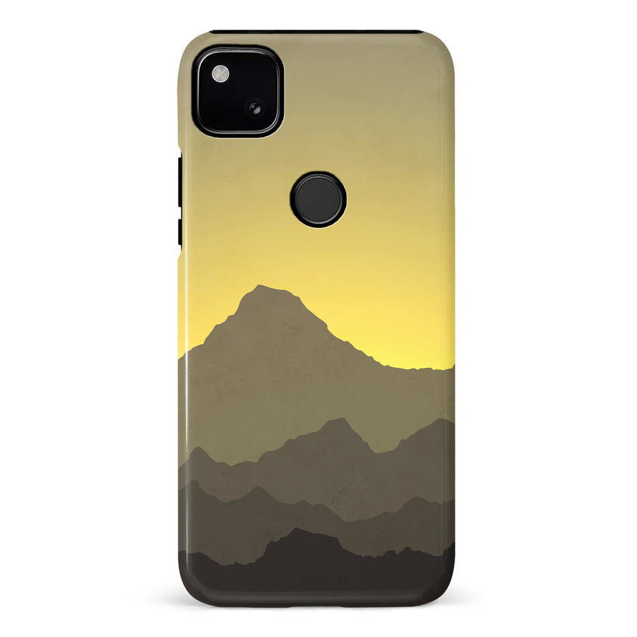 Google Pixel 4A Mountains Silhouettes Phone Case in Yellow