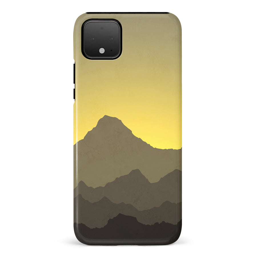 Google Pixel 4 XL Mountains Silhouettes Phone Case in Yellow