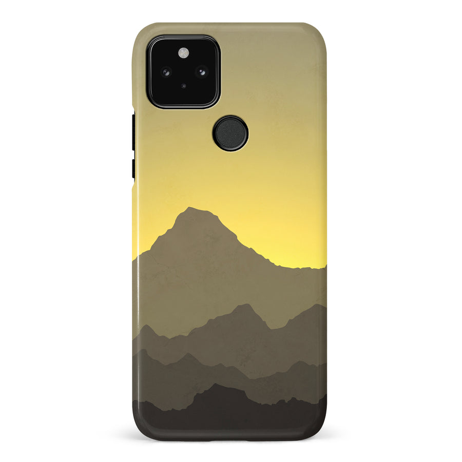 Google Pixel 5 Mountains Silhouettes Phone Case in Yellow