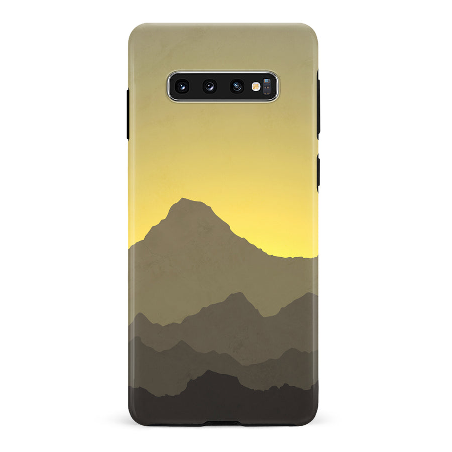 Samsung Galaxy S10 Mountains Silhouettes Phone Case in Yellow