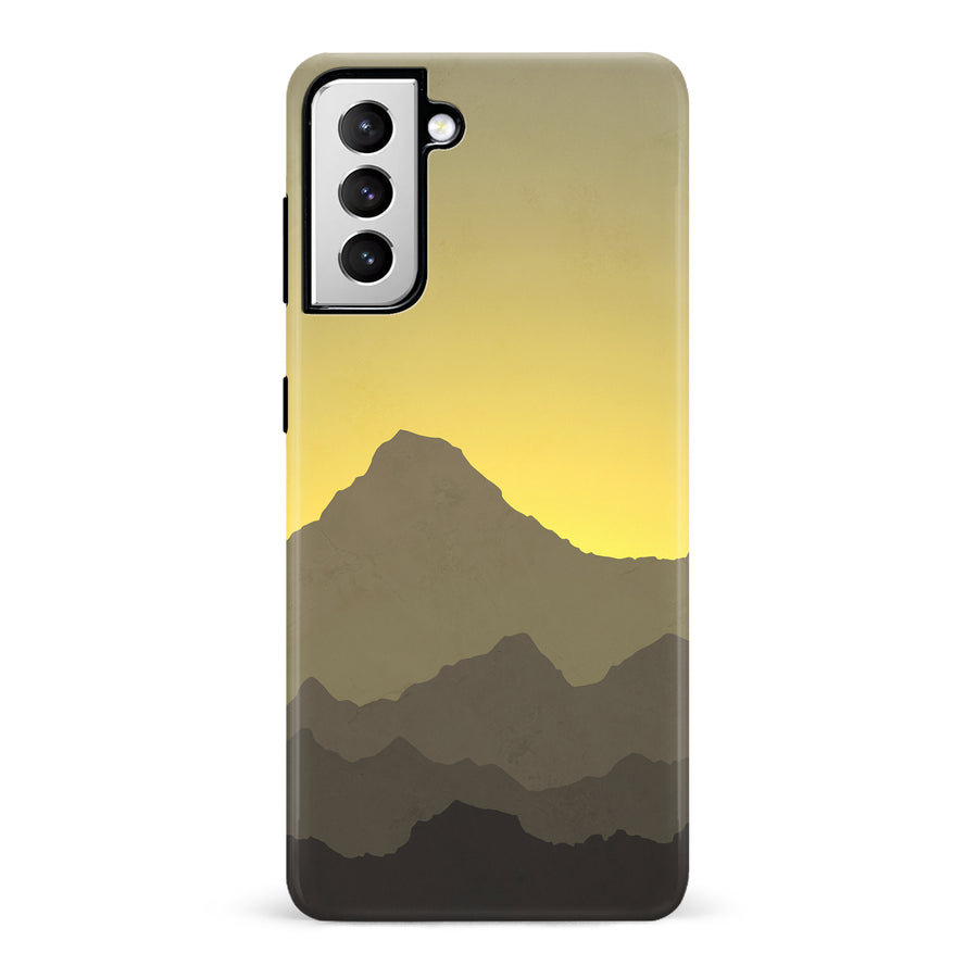 Samsung Galaxy S21 Mountains Silhouettes Phone Case in Yellow