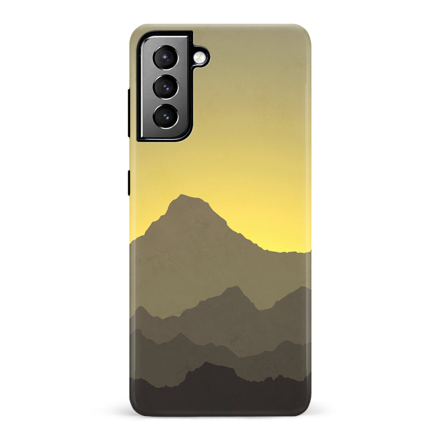 Samsung Galaxy S21 Plus Mountains Silhouettes Phone Case in Yellow