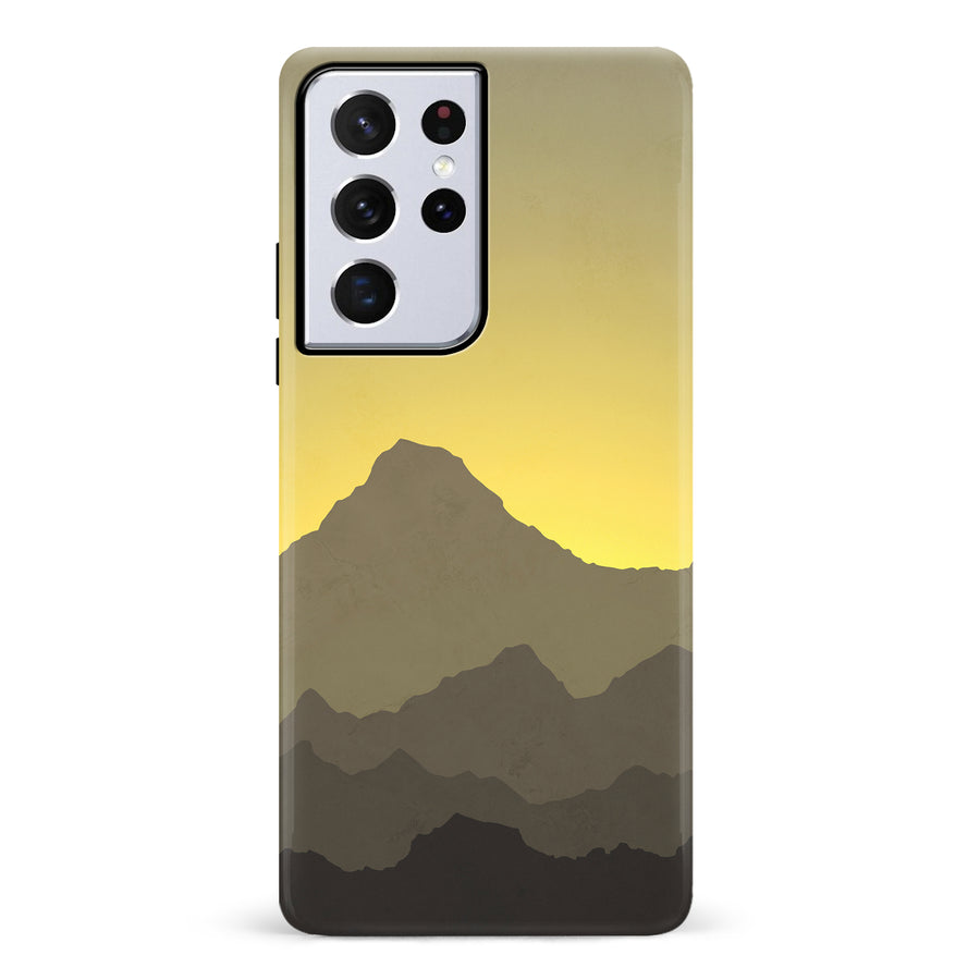 Samsung Galaxy S21 Ultra Mountains Silhouettes Phone Case in Yellow