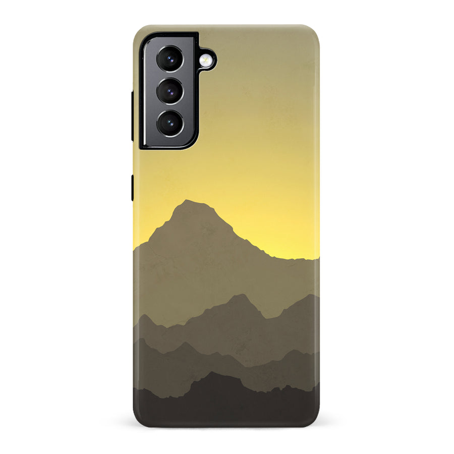 Samsung Galaxy S22 Mountains Silhouettes Phone Case in Yellow