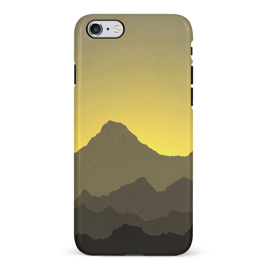 iPhone 6 Mountains Silhouettes Phone Case in Yellow