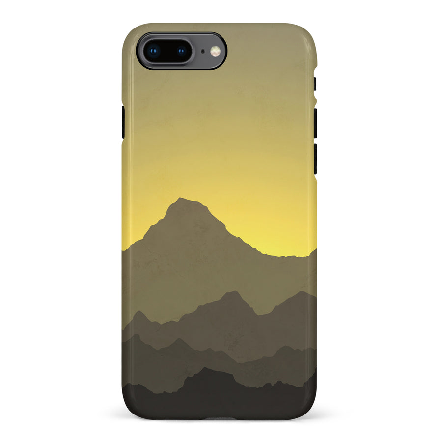 iPhone 8 Plus Mountains Silhouettes Phone Case in Yellow