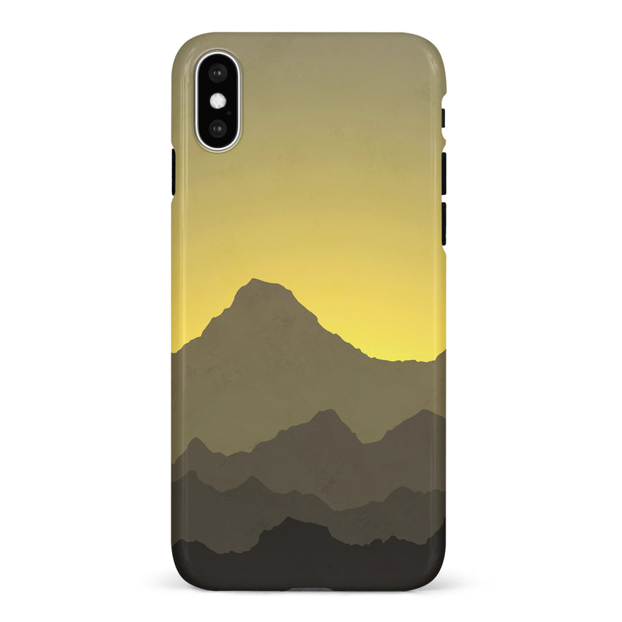 iPhone X/XS Mountains Silhouettes Phone Case in Yellow