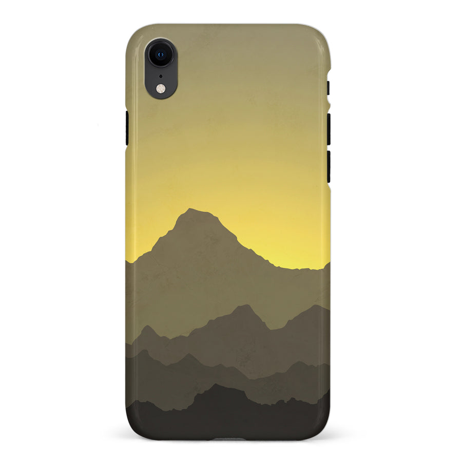 iPhone XR Mountains Silhouettes Phone Case in Yellow