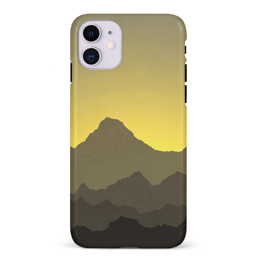 iPhone 11 Mountains Silhouettes Phone Case in Yellow