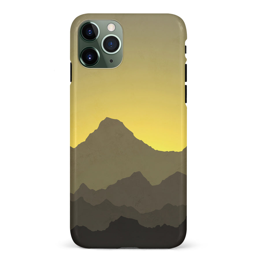iPhone 11 Pro Mountains Silhouettes Phone Case in Yellow