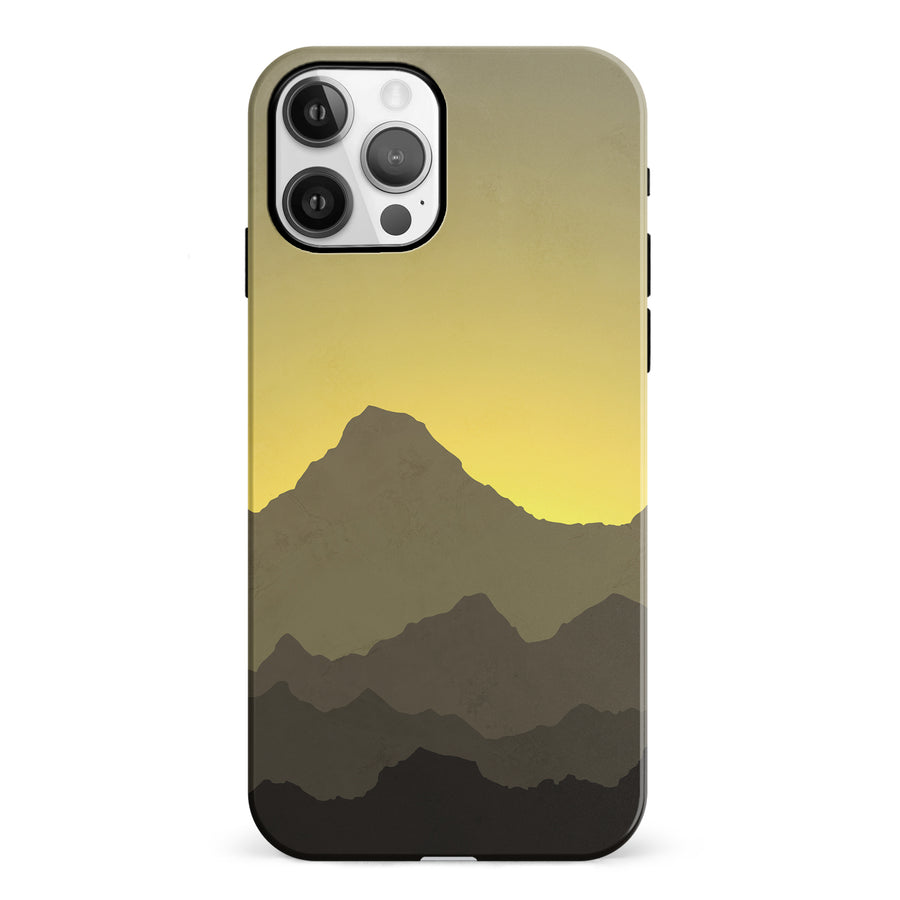 iPhone 12 Mountains Silhouettes Phone Case in Yellow