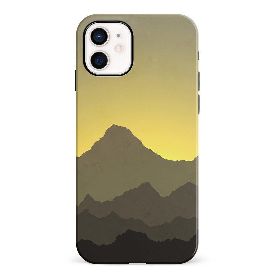 iPhone 12 Mini Mountains Silhouettes Phone Case in Yellow