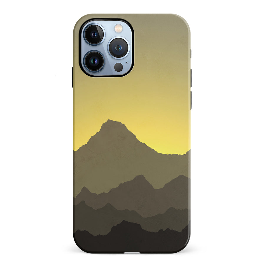 iPhone 12 Pro Mountains Silhouettes Phone Case in Yellow