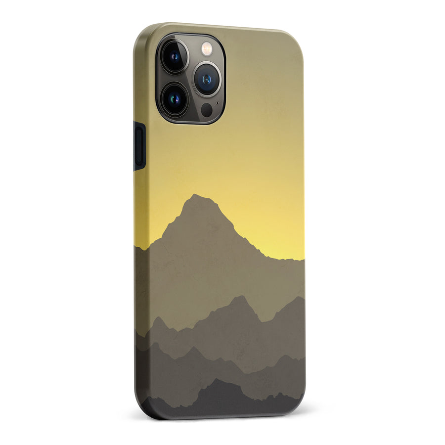 iPhone 13 Pro Max Mountains Silhouettes Phone Case in Yellow