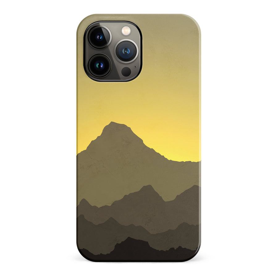 iPhone 13 Pro Max Mountains Silhouettes Phone Case in Yellow