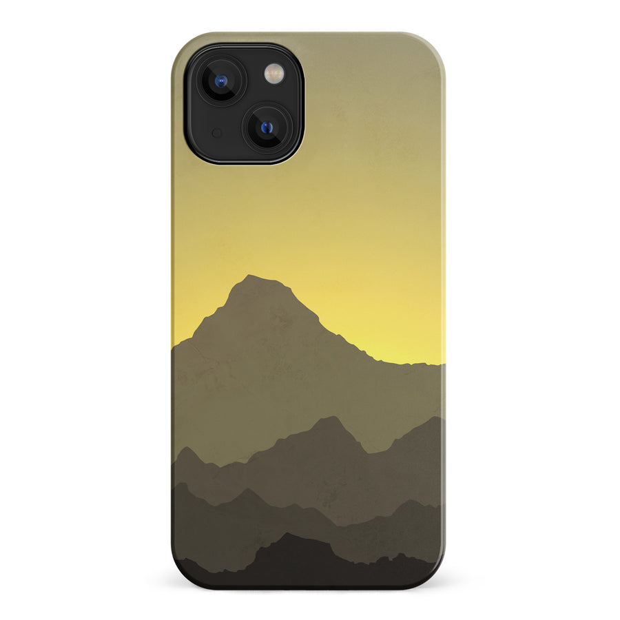 iPhone 14 Mountains Silhouettes Phone Case in Yellow