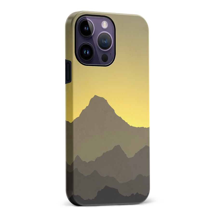 iPhone 14 Pro Max Mountains Silhouettes Phone Case in Yellow