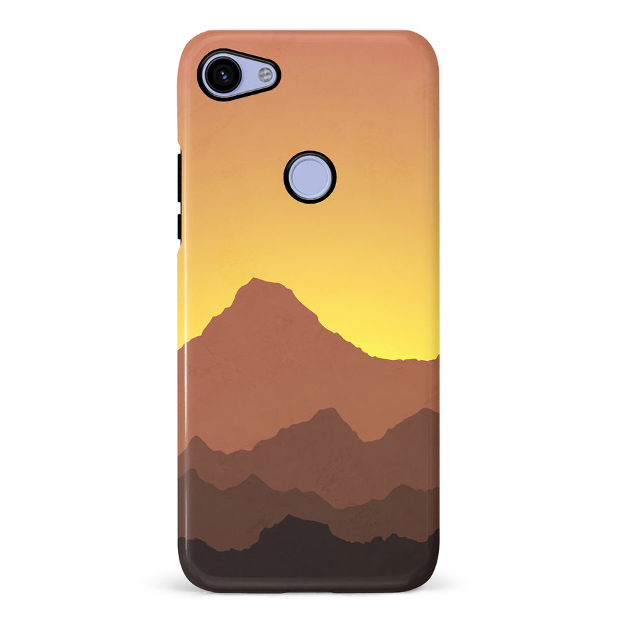 Google Pixel 3A XL Mountains Silhouettes Phone Case in Gold