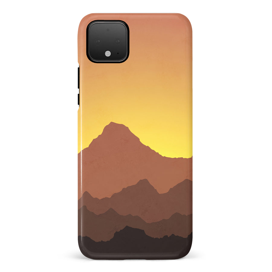 Google Pixel 4 Mountains Silhouettes Phone Case in Gold