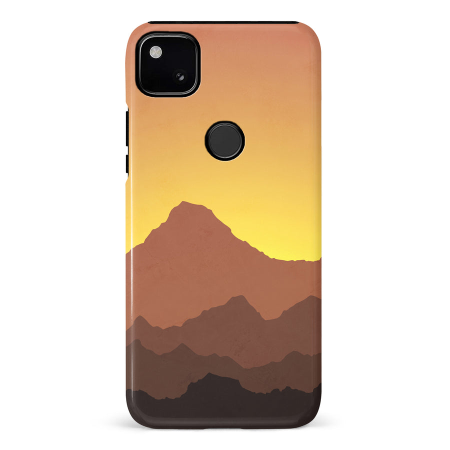 Google Pixel 4A Mountains Silhouettes Phone Case in Gold