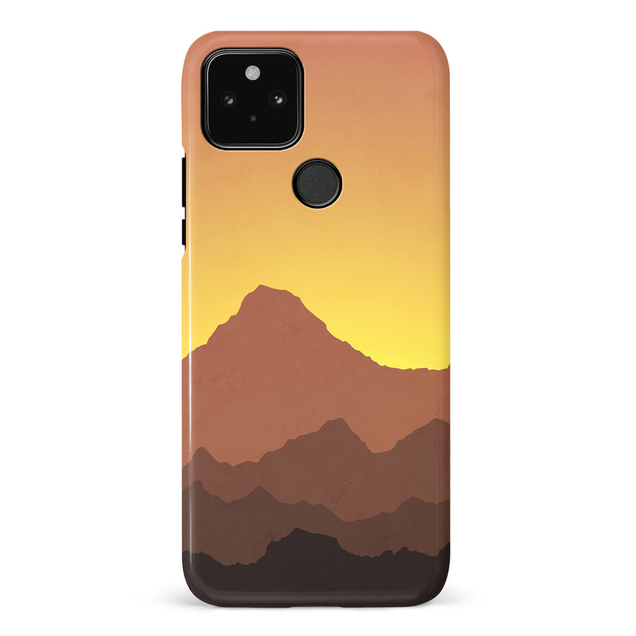 Google Pixel 5 Mountains Silhouettes Phone Case in Gold