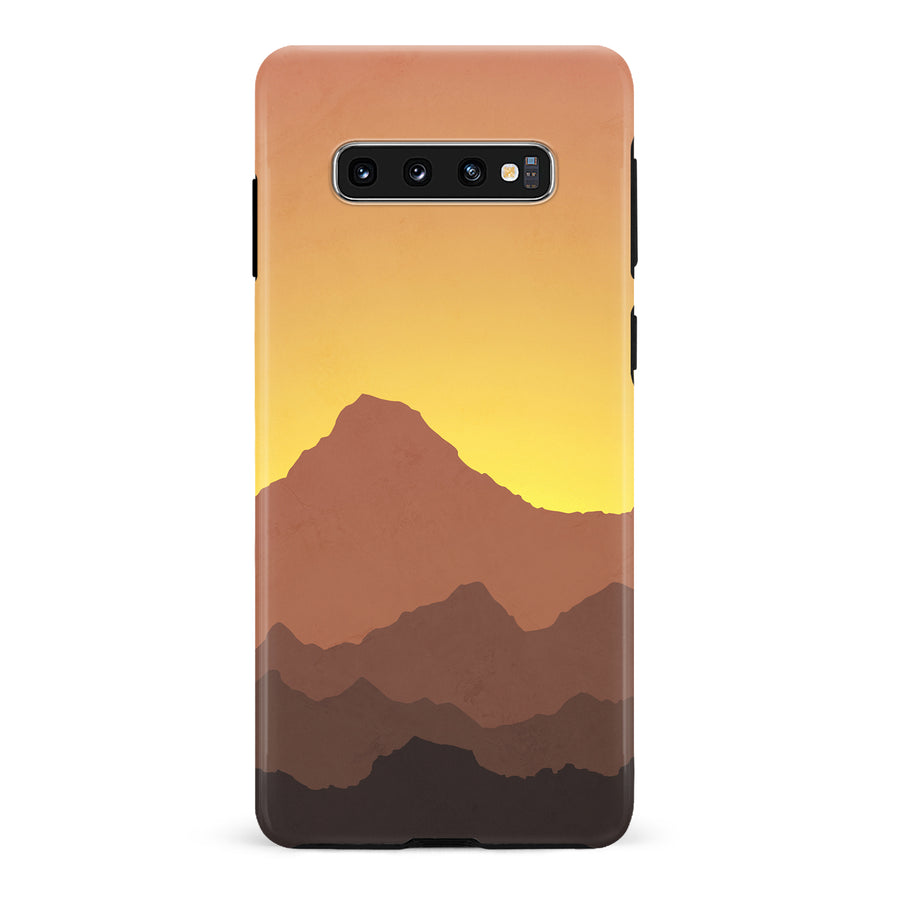 Samsung Galaxy S10 Mountains Silhouettes Phone Case in Gold