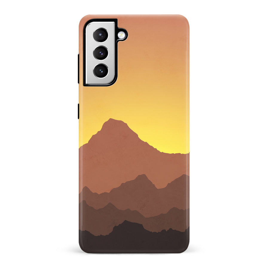 Samsung Galaxy S21 Mountains Silhouettes Phone Case in Gold