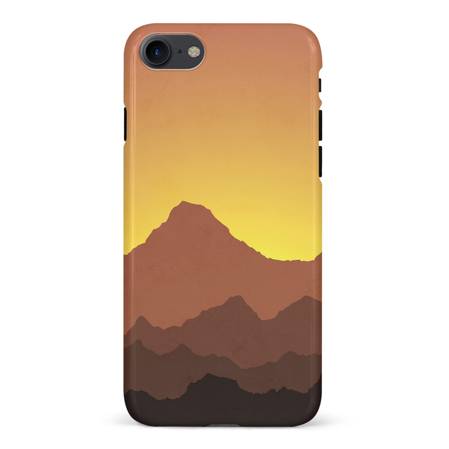 iPhone 7/8/SE Mountains Silhouettes Phone Case in Gold