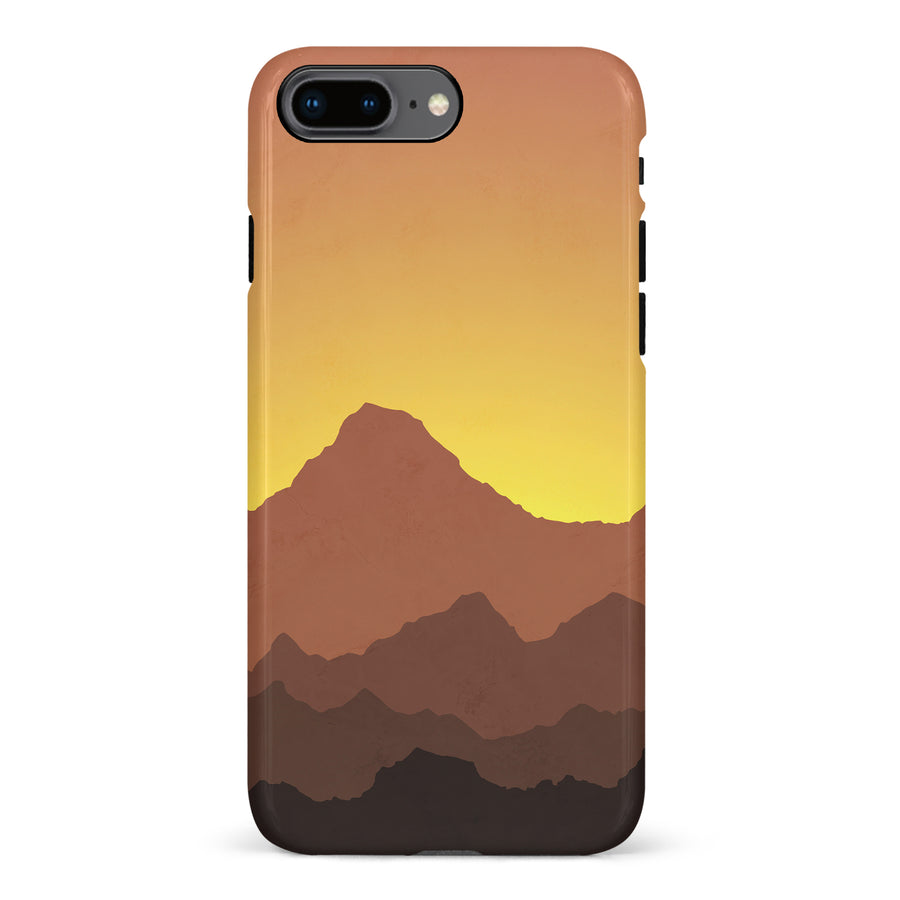 iPhone 8 Plus Mountains Silhouettes Phone Case in Gold