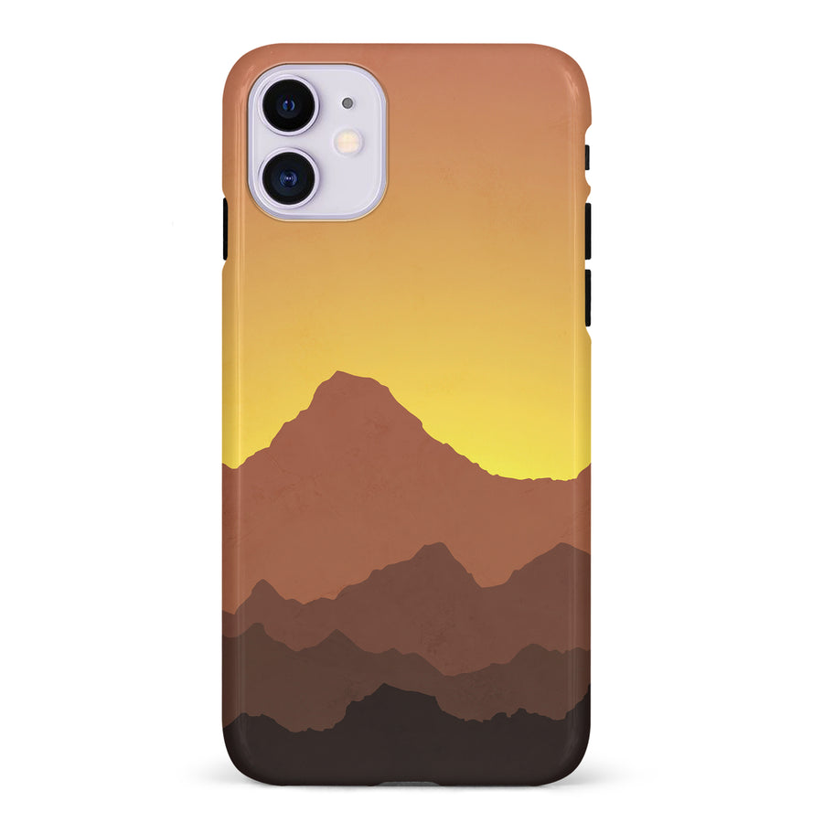 iPhone 11 Mountains Silhouettes Phone Case in Gold