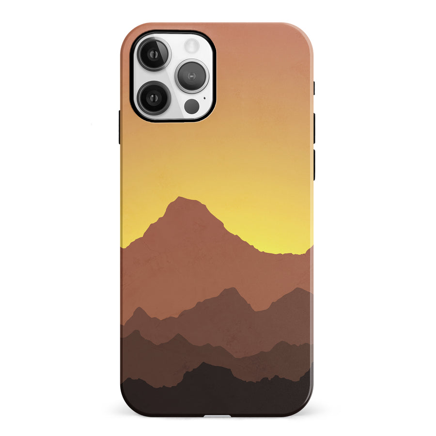 iPhone 12 Mountains Silhouettes Phone Case in Gold