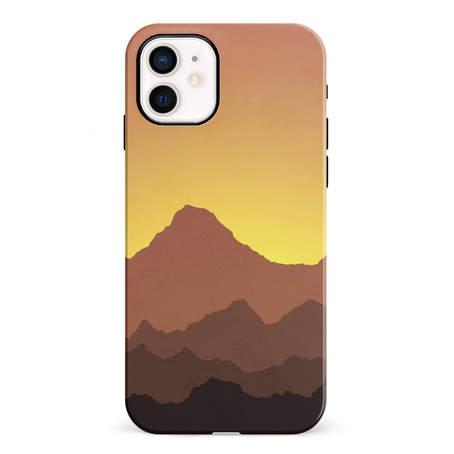 iPhone 12 Mini Mountains Silhouettes Phone Case in Gold