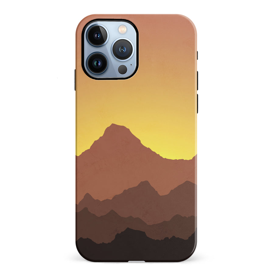 iPhone 12 Pro Mountains Silhouettes Phone Case in Gold