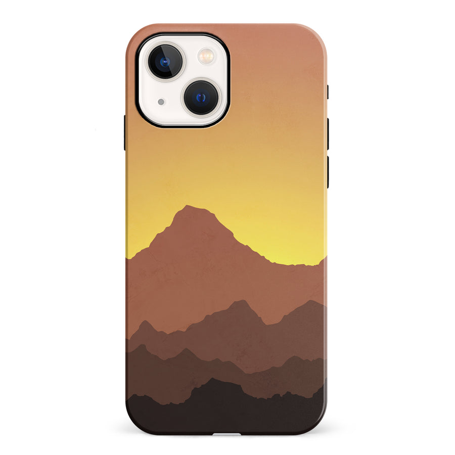 iPhone 13 Mountains Silhouettes Phone Case in Gold