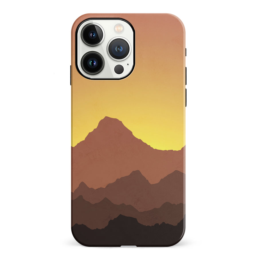 iPhone 13 Pro Mountains Silhouettes Phone Case in Gold