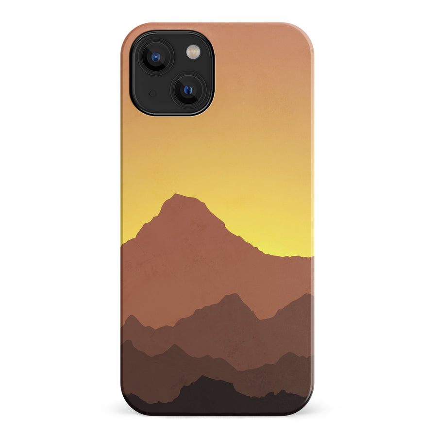 iPhone 14 Mountains Silhouettes Phone Case in Gold